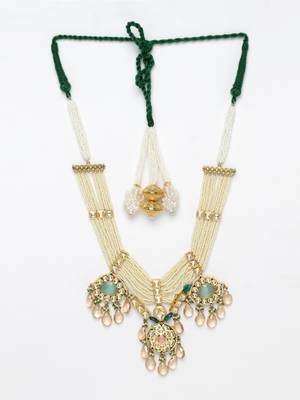 Green kundan, pearls, natural stones, faux emerald necklaces 3