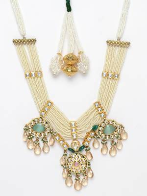 Green kundan, pearls, natural stones, faux emerald necklaces 4