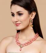 Pink kundan, pearls, natural stones, faux ruby necklaces