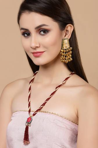 Red kundan, american diamonds, pearls, natural stones, faux ruby necklaces