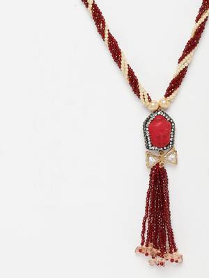 Red kundan, american diamonds, pearls, natural stones, faux ruby necklaces 4