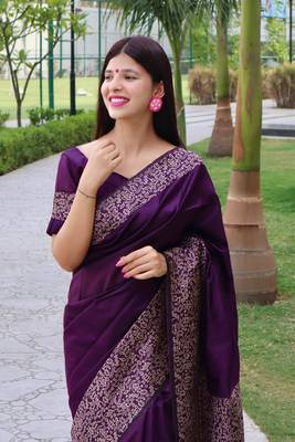 Wine woven tussar silk saree with blouse 2