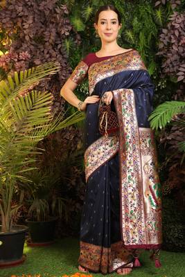 Chiku hand woven raw silk saree with blouse 1