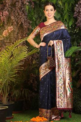 Chiku hand woven raw silk saree with blouse 3