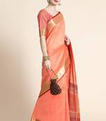 Teal woven tussar silk saree with blouse