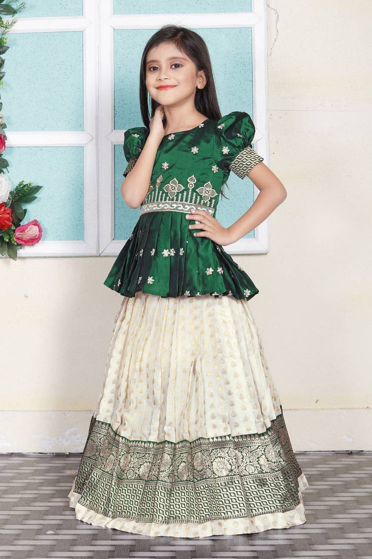 EVERWILLOW New pattu pavadai Jecquard Lehenga choli for girls dress