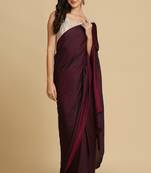 Satin Zari Woven Solid Dark Wine Saree