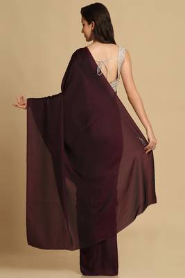 Satin Zari Woven Solid Dark Wine Saree 5