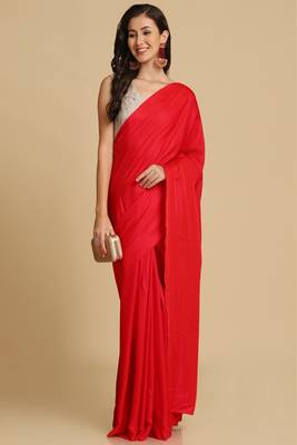 Red Zari Woven Fancy Satin Sarees 1