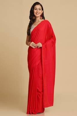 Red Zari Woven Fancy Satin Sarees 3