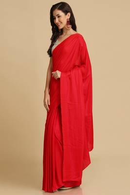 Red Zari Woven Fancy Satin Sarees 4