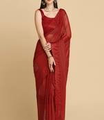 Maroon Chiffon Swarovski Party Wear Saree