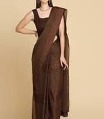 Coffee Chiffon Swarovski Party Wear Saree