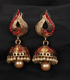 Styylo Fashion Gold Tone Elegant Red Stone Studded Traditional Jhumka Earring