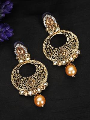 Styylo Fashion Gold Tone Contemporary LCT Stone and Pearl Brass Chandbali Earring 1