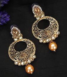 Styylo Fashion Gold Tone Contemporary LCT Stone and Pearl Brass Chandbali Earring