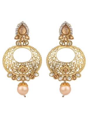 Styylo Fashion Gold Tone Contemporary LCT Stone and Pearl Brass Chandbali Earring 3