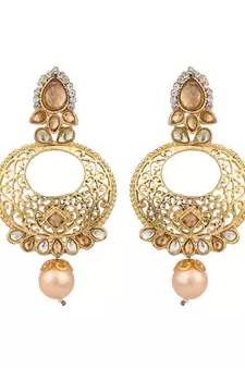 Styylo Fashion Gold Tone Contemporary LCT Stone and Pearl Brass Chandbali Earring