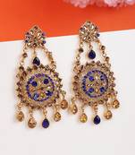 Styylo Fashion Blue Gold Plated Cubic Zirconia Floral Shape Chandbali Earring