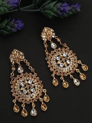 Styylo Fashion LCT Gold Plated Cubic Zirconia Floral Shape Chandbali Earring 1
