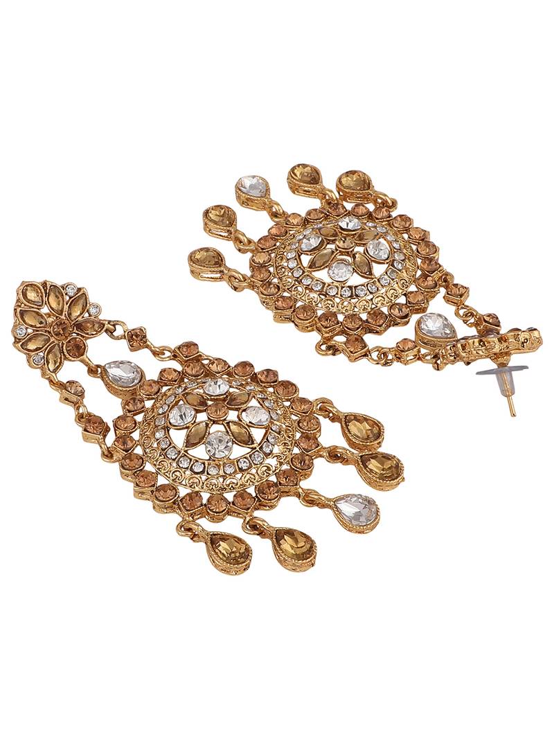 Styylo Fashion LCT Gold Plated Cubic Zirconia Floral Shape Chandbali Earring