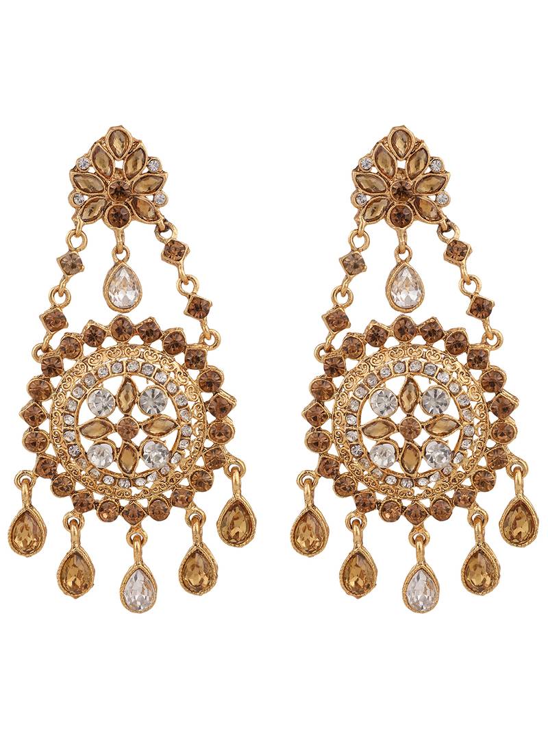 Styylo Fashion LCT Gold Plated Cubic Zirconia Floral Shape Chandbali Earring