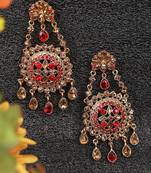Styylo Fashion Red Gold Plated Cubic Zirconia Floral Shape Chandbali Earring