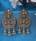 Styylo Fashion Traditional Gold Plated LCT Cubic Zirconia 3 Jhumki Chandbali Earring