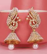 Styylo Fashion Peacock Shape Gold Tone Stylish Pearl Jhumka Earring
