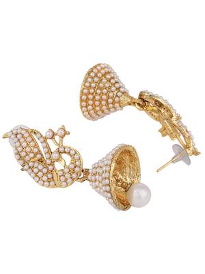 Styylo Fashion Peacock Shape Gold Tone Stylish Pearl Jhumka Earring 3