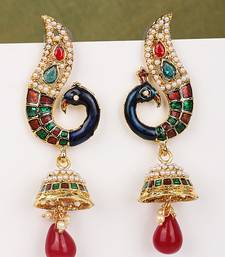 Styylo Fashion Peacock Motif Gold Plated Meenakari Multicolour Traditional Jhumka Earring