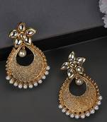 Styylo Fashion Gold Plated and Selfdesign Traditional Stone and pearl Chandbali Earring
