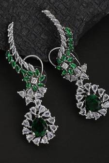 Styylo Fashion Emerald Green Cresent Look Contemprary American Diamond