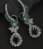 Styylo Fashion Emerald Green Cresent Look Contemprary American Diamond
