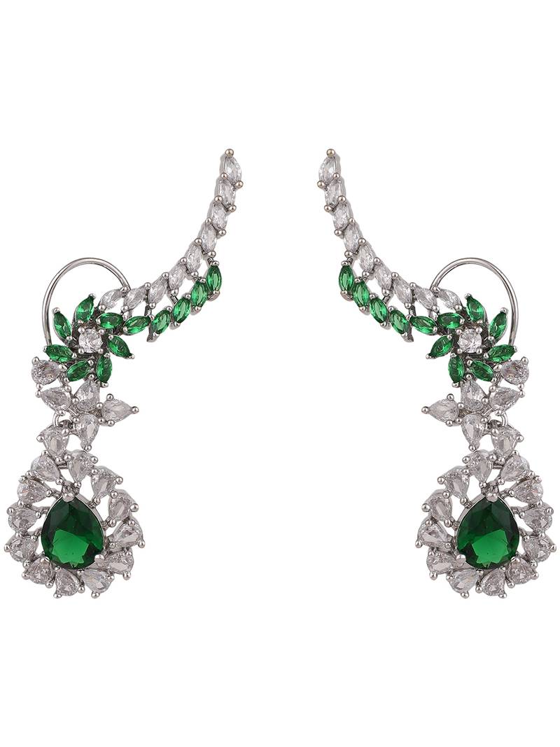 Styylo Fashion Emerald Green Cresent Look Contemprary American Diamond