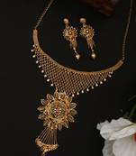 Styylo Fashion 22K Gold Plated Jaal Work Floral Traditional Brass Full Neck Cover Jewellery Set