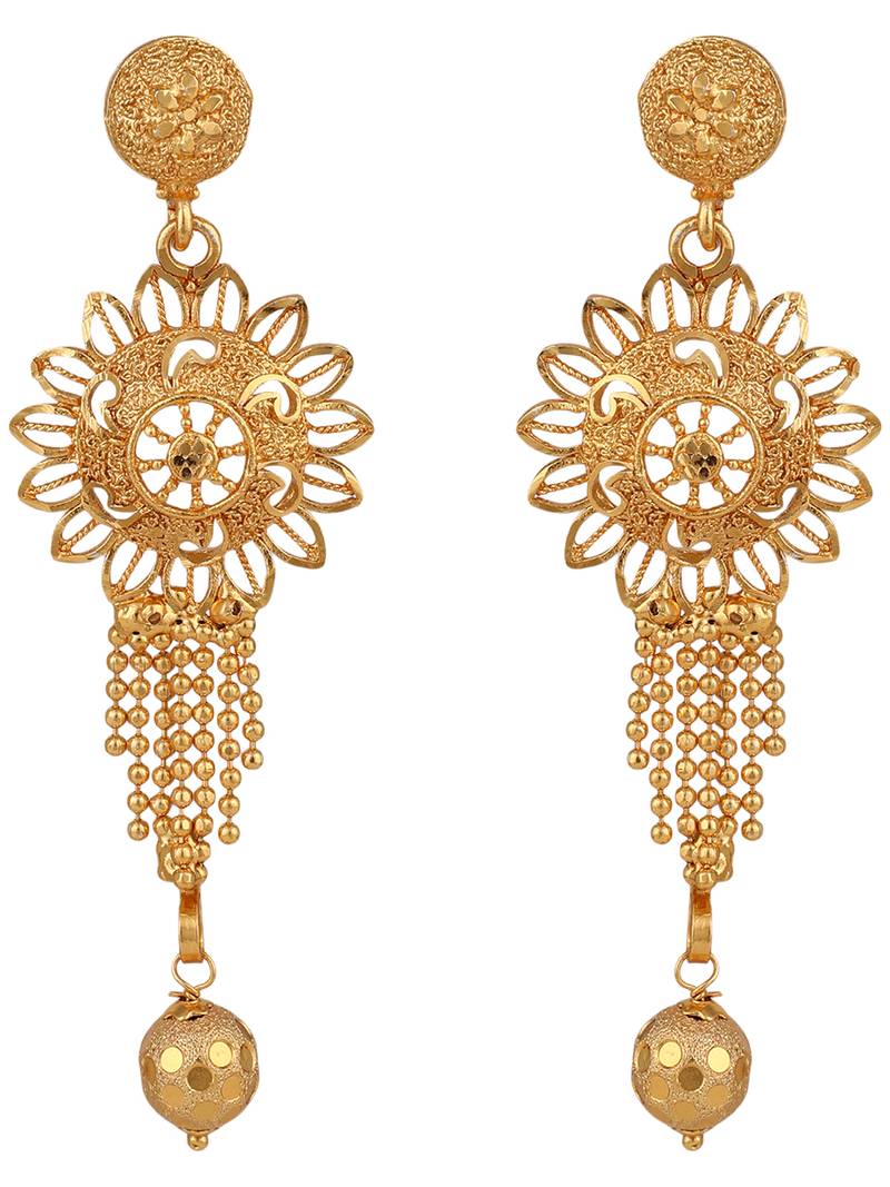 Styylo Fashion 22K Gold Plated Jaal Work Floral Traditional Brass Full Neck Cover Jewellery Set