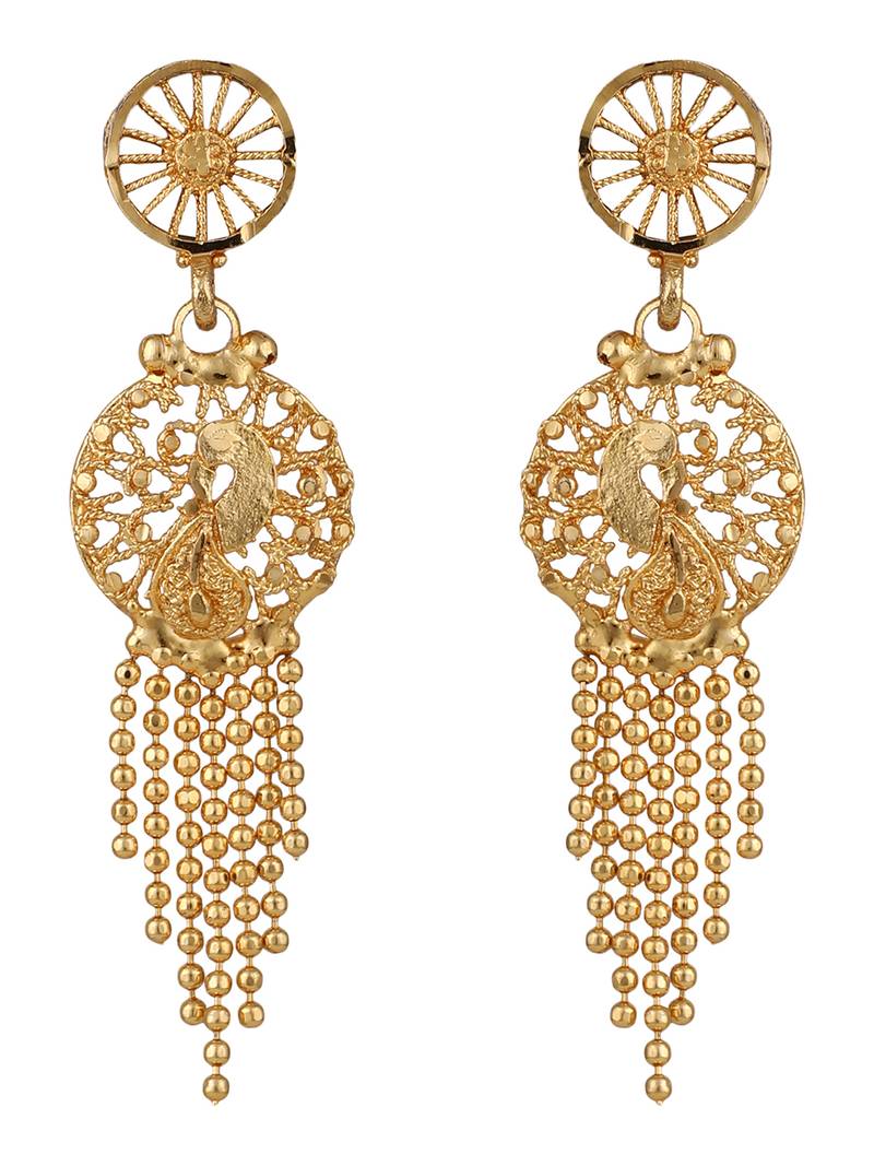 Styylo Fashion Gold Plated Jaal Work Peacock Traditional Brass Full Neck Cover Jewellery Set