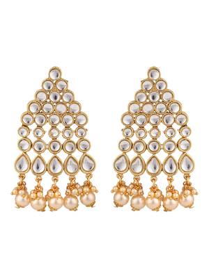 Styylo Fashion Kundan Stone Gold Plated Traditional Brass Bridal Jewellery Set with Maangtika earring 4