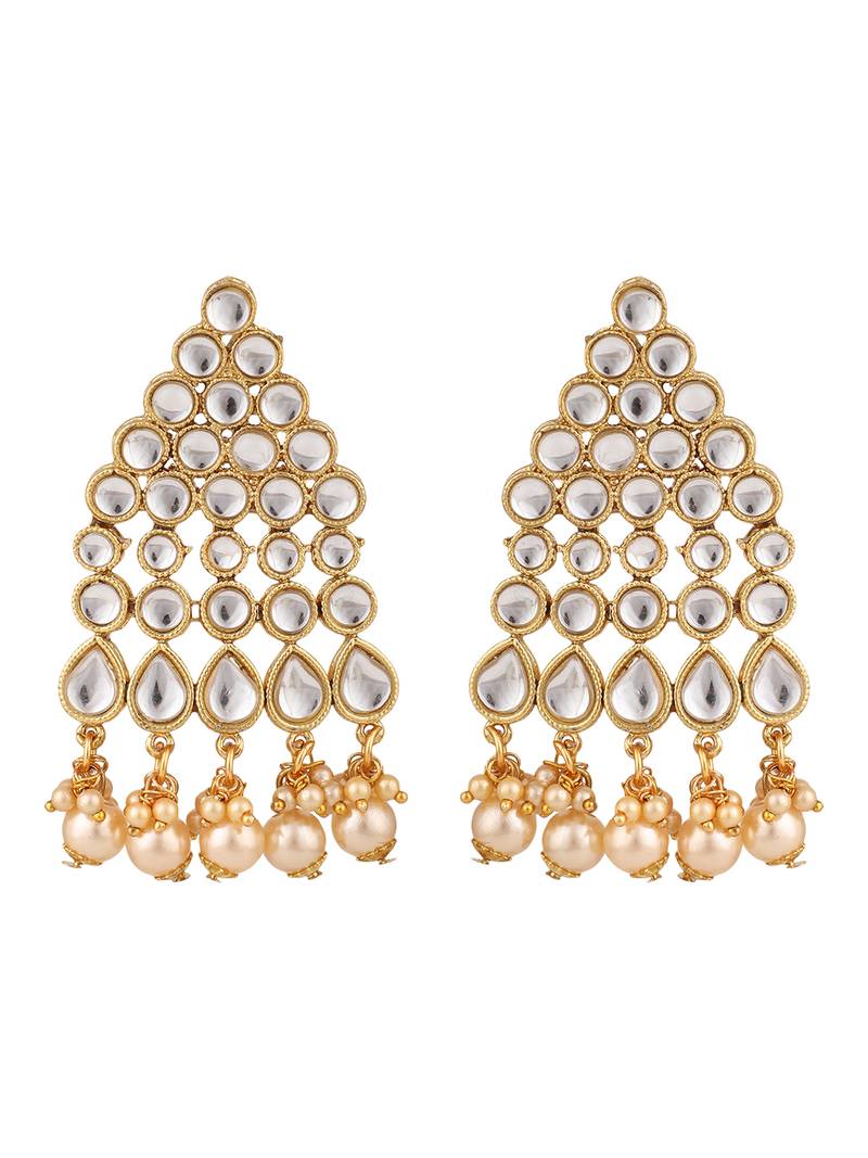 Styylo Fashion Kundan Stone Gold Plated Traditional Brass Bridal Jewellery Set with Maangtika earring