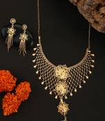 Styylo Fashion Gold Plated Jaal Work Star Traditional Brass Full Neck Cover Jewellery Set