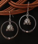 Silver Tone Oxidised Silver Jhumka Chandbali Earring