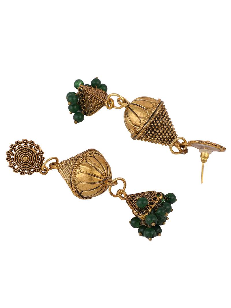 Set of 2 Oxidised Silver and Gold Plated Pearl Jhumka Earring