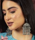 Oxidized Earrings,Boho Jewelry,Jhumkas,Antique Jewelry,Afghani Earrings,Silver Earrings,Indian Jewelry,Dangle Earrings