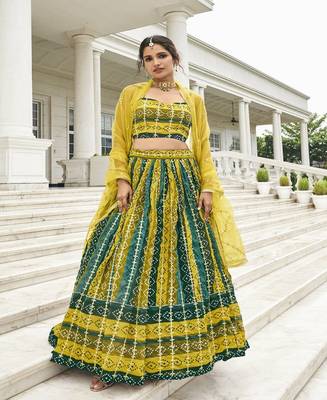 COLOR DESIGNER FANCY PARTY WEAR GEORGETTE LEHENGA CHOLI WITH sequin WORK  1