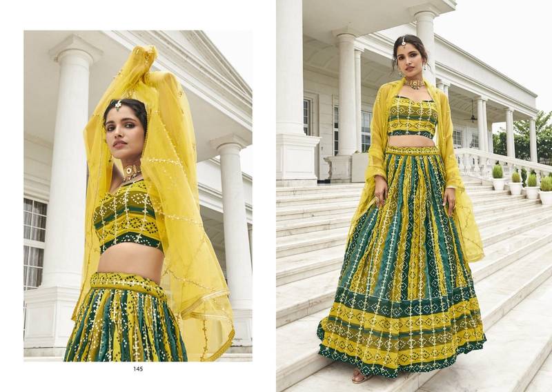 COLOR DESIGNER FANCY PARTY WEAR GEORGETTE LEHENGA CHOLI WITH SEQUENCE WORK SEMI STITCHED