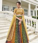 MULTI COLOR PARTY WEAR GEORGETTE LEHENGA CHOLI WITH SEQUENCE WORK