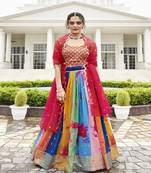 MULTI COLOR PARTY WEAR GEORGETTE LEHENGA CHOLI WITH sequin WORK
