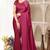 Dark Rose Satin Printed Saree With Blouse