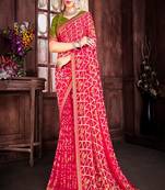 Red Brasso Printed Saree With Blouse